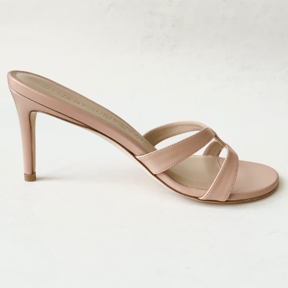 Stuart Weitzman Soiree Sleek 75 Sandal Stiletto Heel Poudre Leather Pumps 8.5 - Picture 15 of 16